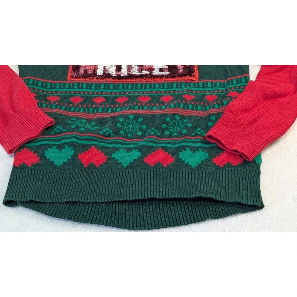 Naughty Nice Christmas Sweater Reversible Sequin Kids Size M (7-8) by Well Worn